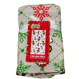 The Grinch & Max Christmas Hand Towels 2 Pack 16" x 28" 100% Cotton Dr. Seuss
